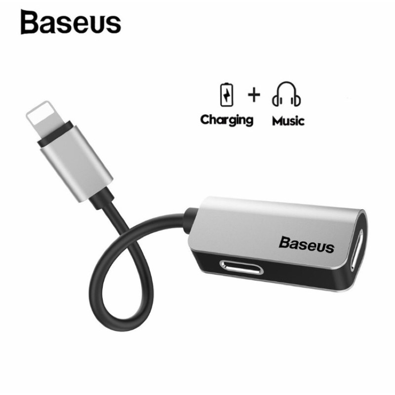 Baseus Aux Audio Headphone Adapter Untuk iPhone 11 Pro Xs Max Xr X 8 7plus Konektor Charger Splitter