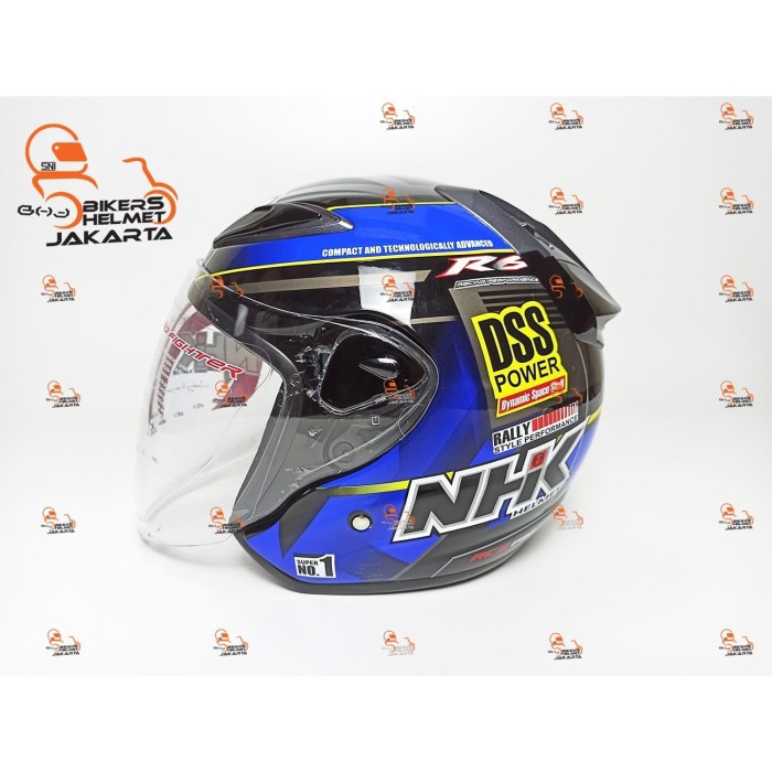 NHK HELM R6 RALLY 02 BLACK BLUE HALF FACE - M
