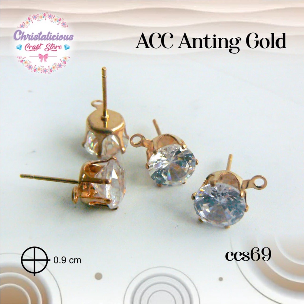 Anting tusuk permata, anting tusuk swarowski, anting permata bahan craft, anting tusuk rangka, antin