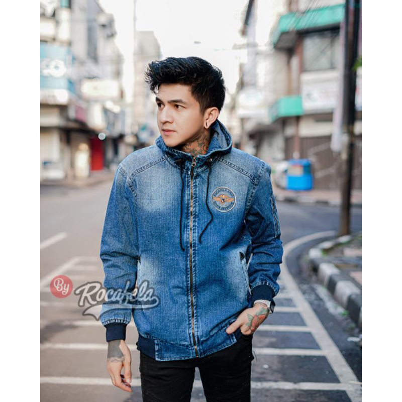 DENIM BOMBER TOPI CADAS ORIGINAL