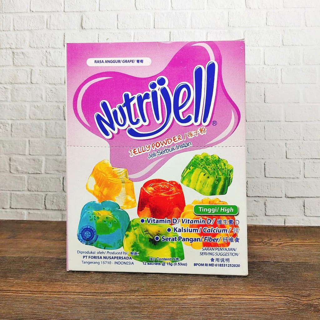 

NUTRIJELL BOX JELLY POWDER JELI SERBUK INSTAN RASA ANGGUR 12X15GR BOX