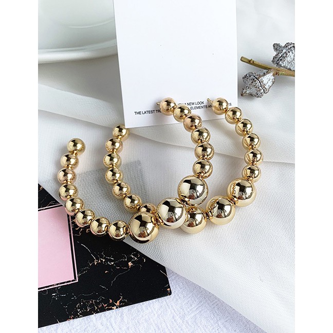 LRC Anting Tusuk Fashion Gold Alloy Resin Ball Stud Earrings F61843