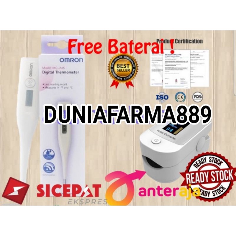 Jual Paket 2in 1 Oximeter Fingertip Pulse Dan Termometer Omron Mc245