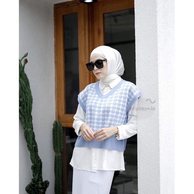 HOUNDSTOOTH VEST / JENNIE VEST RAJUT / ROMPI KOREA