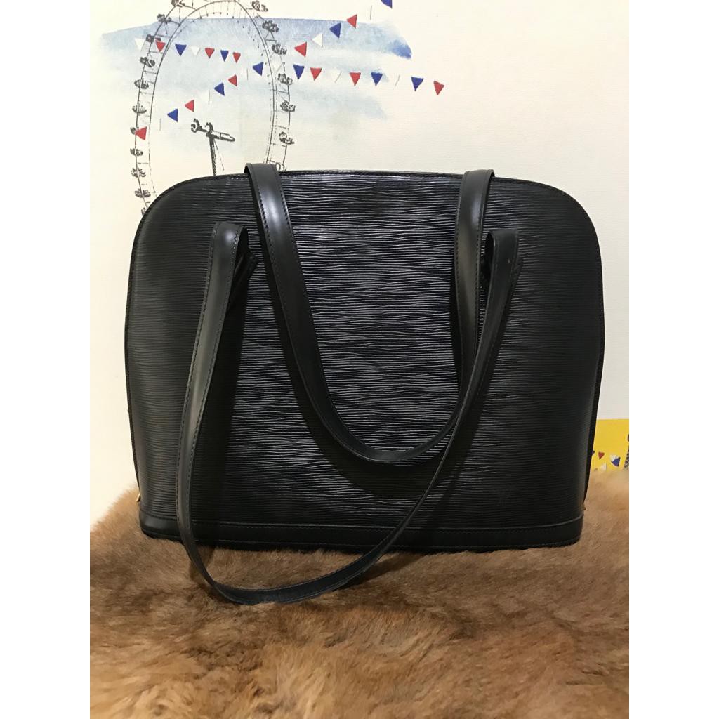 LOIS VUITTON ORIGINAL PRELOVED HANDBAG BLACK LEATHER WARNA HITAM