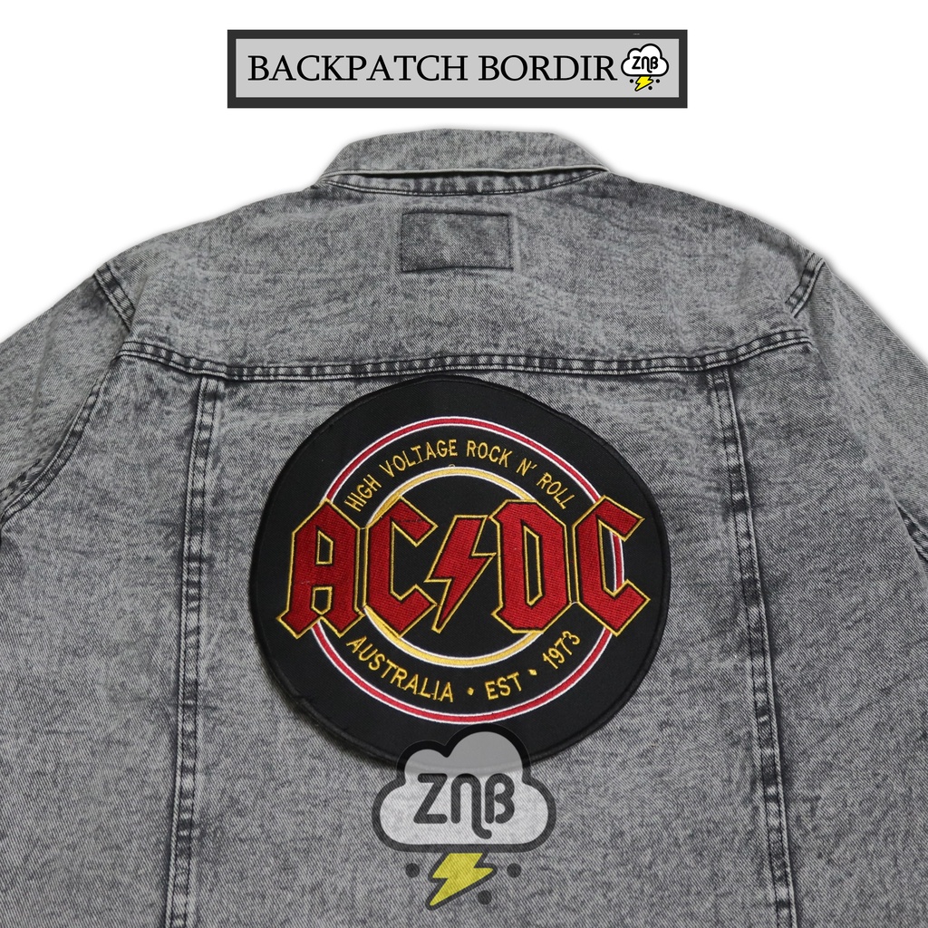 BACKPATCH BORDIR ACDC PATCH EMBLEM TEMPELAN JAKET KEREN