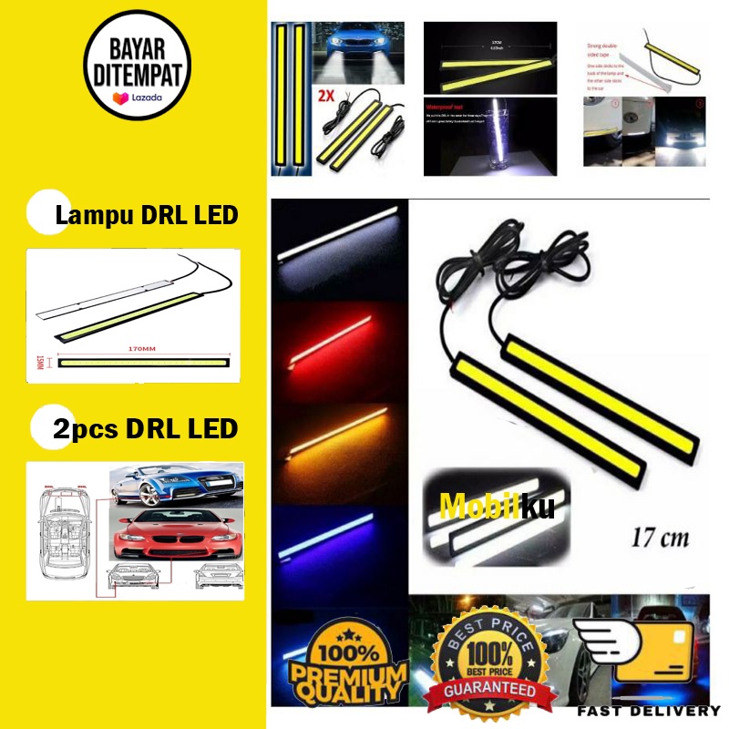 [1 Pasang] Lampu DRL LED Plasma COB 17 cm Universal Motor Mobil Lampu Kolong Bumper