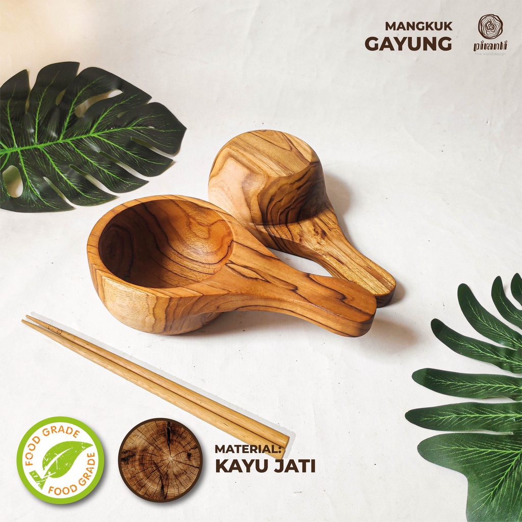 PIRANTI SOUVENIR MANGKOK MANGKUK KAYU MAKAN MIE RAMEN SUP LUCU MURAH BESAR KECIL SET