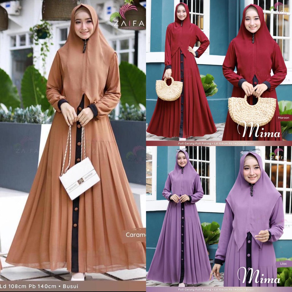 Gamis Syari Ceruti Babydoll Busui Seragam Lebaran Terbaru 2021