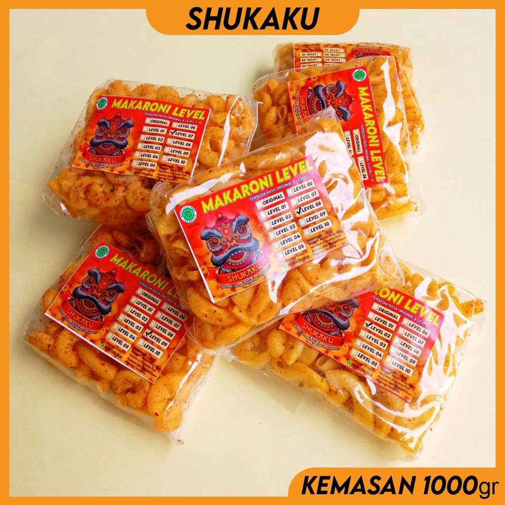 

SHUKAKU Makaroni Level Rasa Pedas Level 10 Kemasan 1kg isi 24pcs