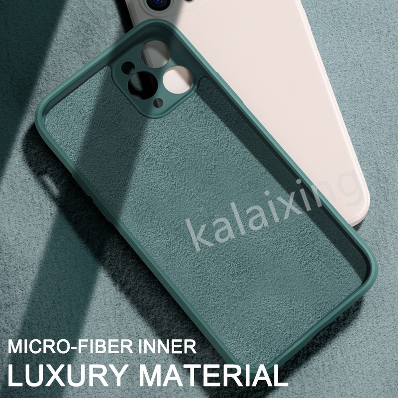 Case Square Silicone untuk iPhone 11 / 11ProMax X XR Xs Max Case Flocking Layer Inner Soft Casing