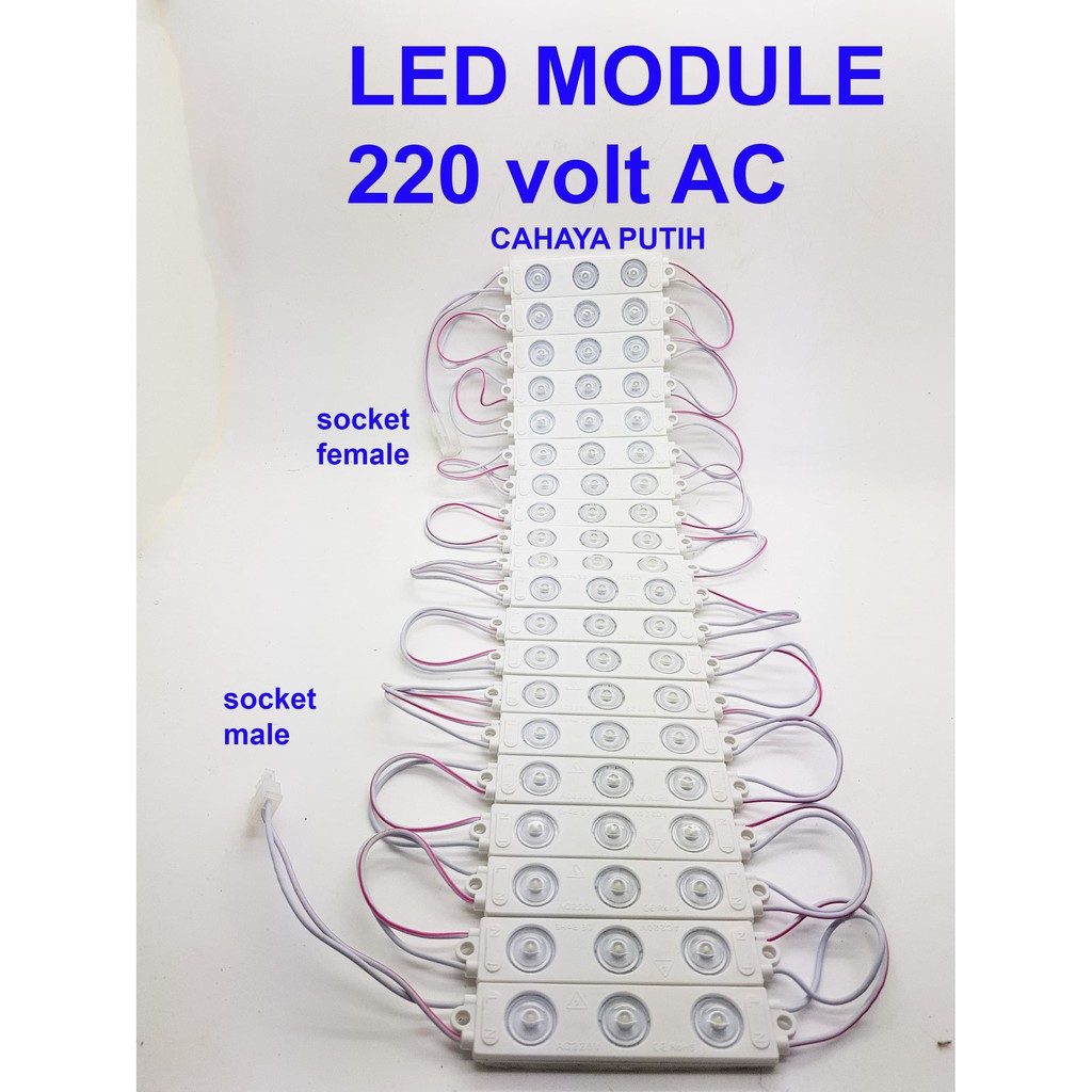 Lampu LED PUTIH Modul 3 Mata + Lensa Cembung Special Promo
