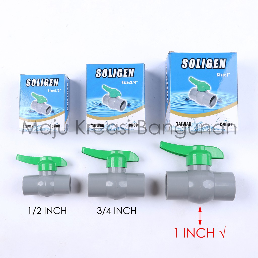 Ball Valve SOLIGEN Stop Kran PVC 1 Inch Inci Stop Keran Air 1Inch 1Inci 1&quot; CN001