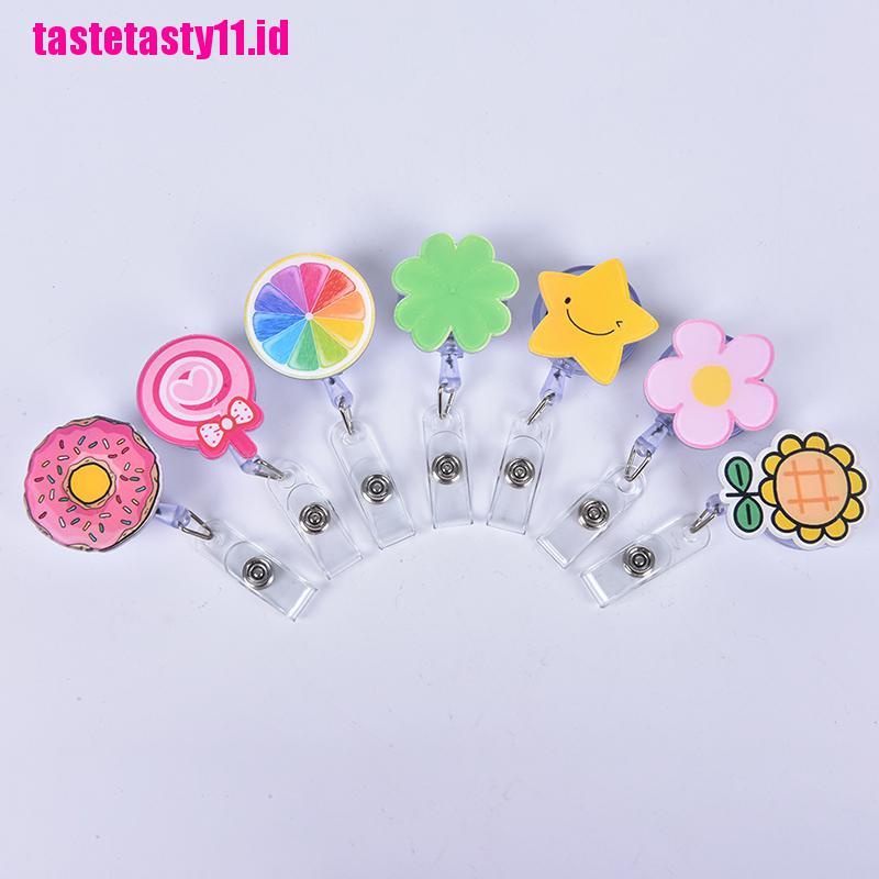 (TTID) Klip Holder Kartu ID / Nama Retractable Motif Kartun Untuk Kantor / Perawat