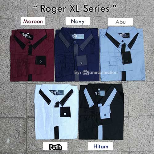 [ FOTO ASLI JANE COLLECTION ] Kemeja Casual Formal Kerja Pria M L XL list garis polos Roger alonzo