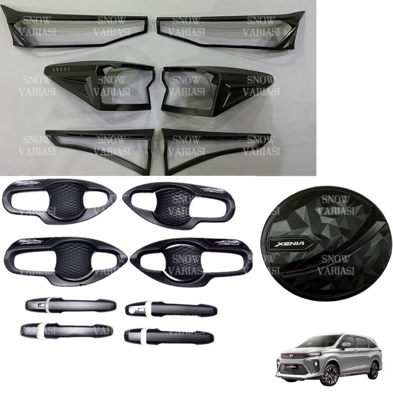 Paket Garnish Depan Belakang Outer Handle Tank Cover Avanza Veloz Xenia 2022 2023 2024 2025  Hitam