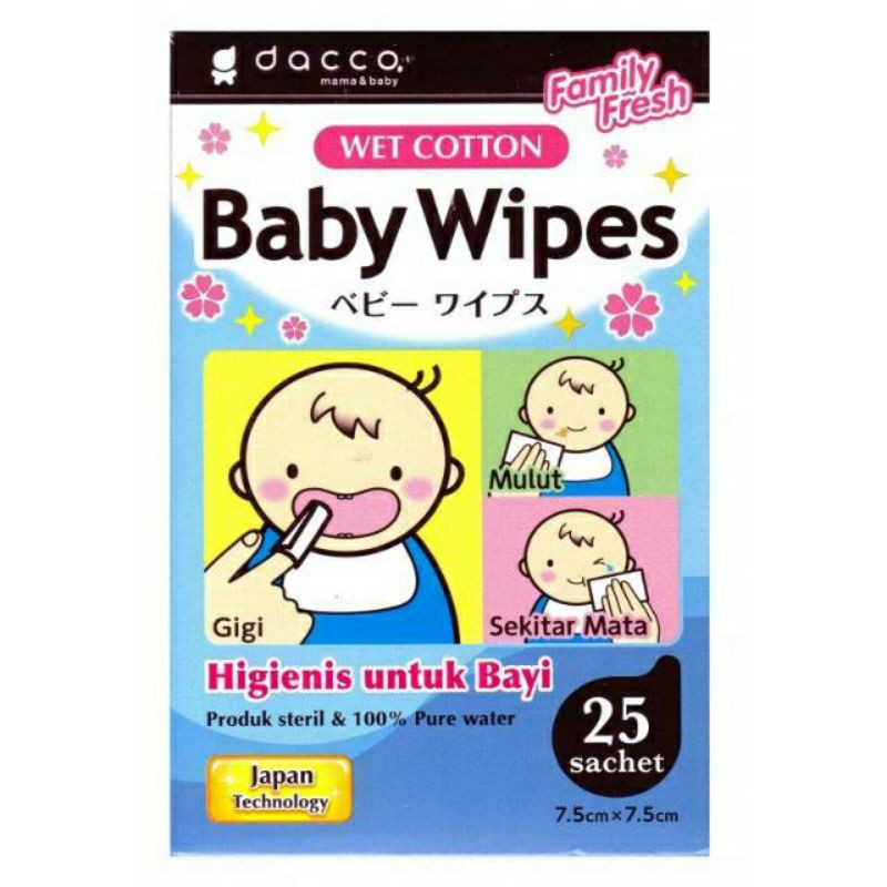 Dacco baby wipes food grade mamapad - mama pad 25 sachet Aman Untuk bayi