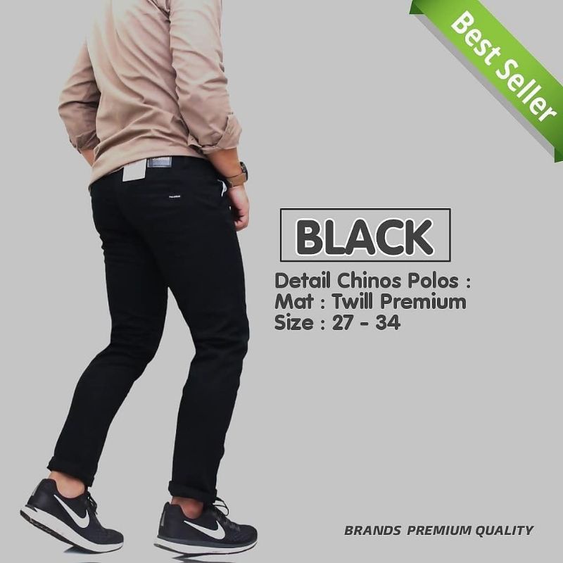 CELANA CHINO Panjang pria Slimfit KERJAHARIAN Santai Casual Formal Hitam Abu Cream Mocca Size 27-38