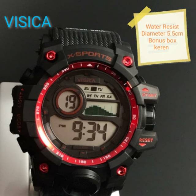 Jam tangan digital Sporty jumbo water Resist merk Visica 640