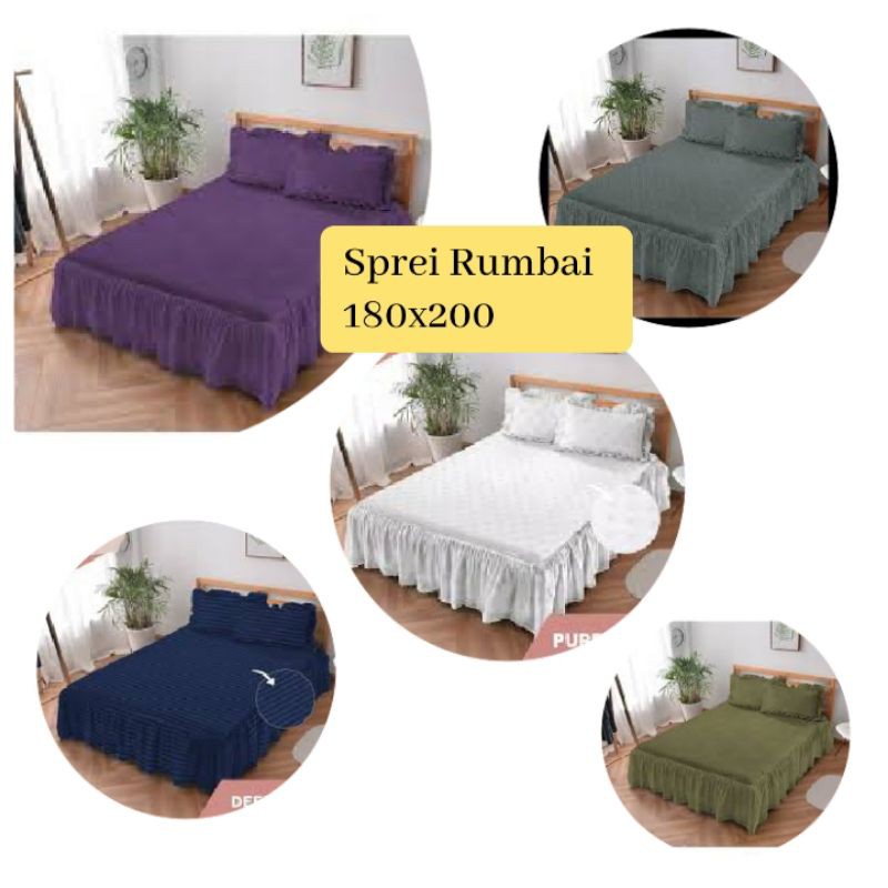 Sprei Rumbai Kintakun Deluxe King 180x200 No 1 / 6 kaki - Motif Polos Embos Pink Hijau Putih Merah K