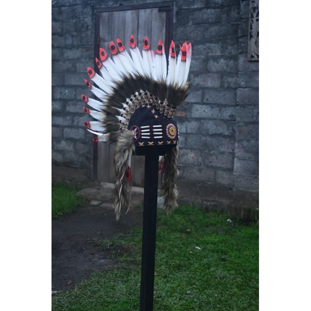 TOPI INDIAN - INDIAN HEADDRESS MOHAWK ANGSA MERAH PUTIH