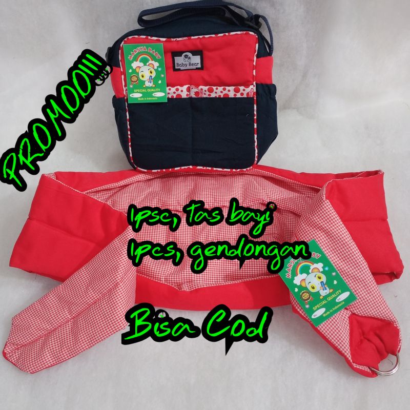 Paket hemat GENDONGAN BAYI POLOS DAN TAS BAYI SAKU POLOS