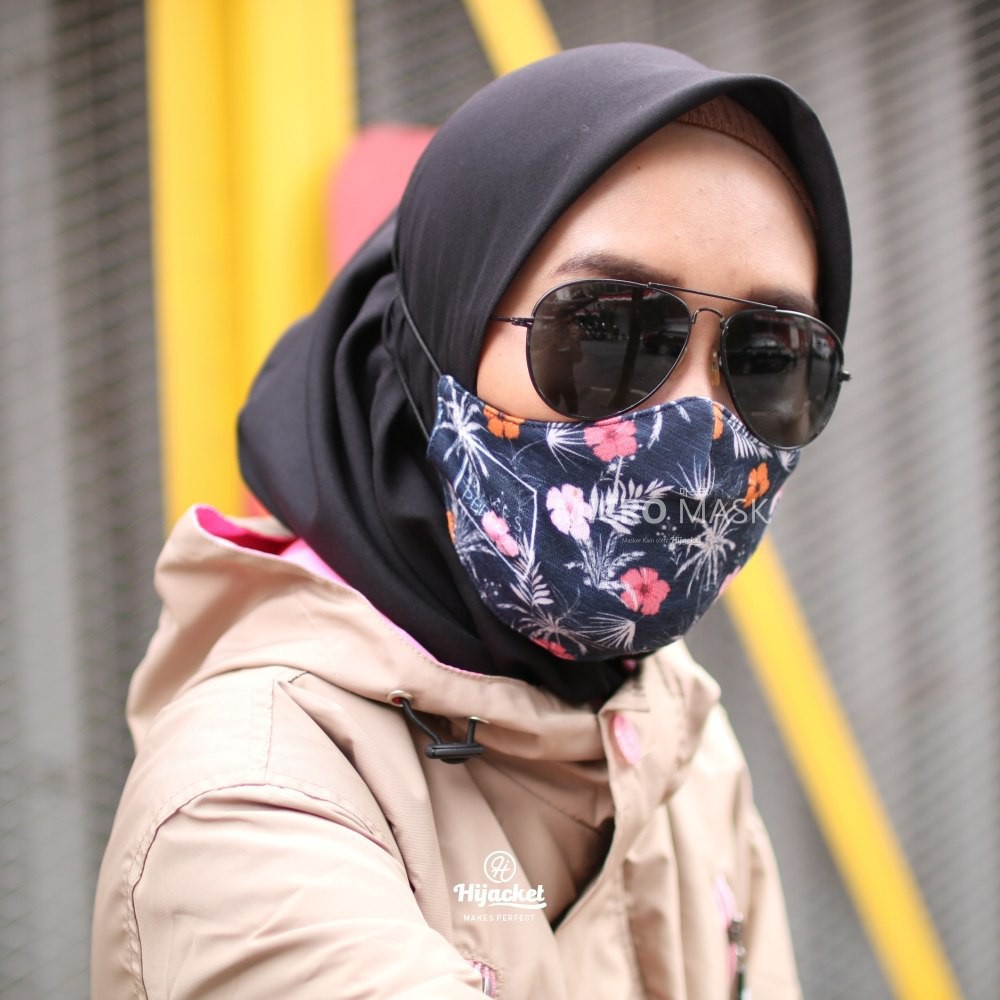 Full Motif colour 2ply Face mask Non Medical Disposable Mask full Black Face Mask Hibiscus Series-3