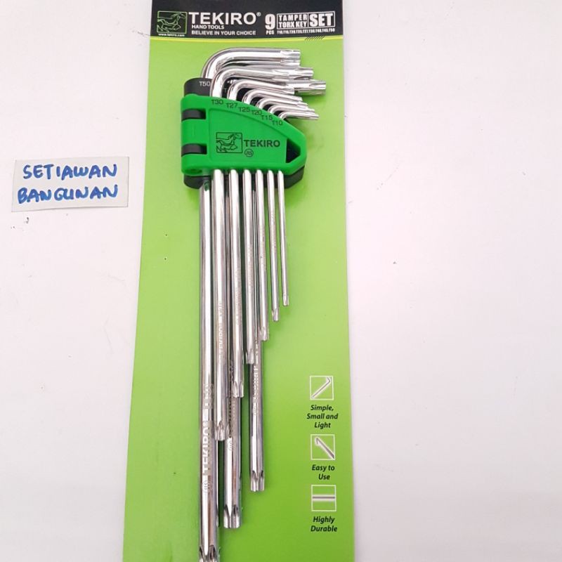 TEKIRO Kunci L Set Kembang Bintang Tanpa Lubang 9 Pcs