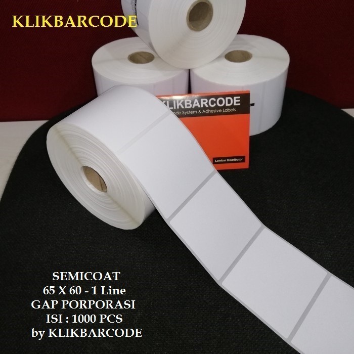 

STIKER LABEL BARCODE SEMICOATED 65 X 60 GAP CORE 1" PAKAI PORPORASI