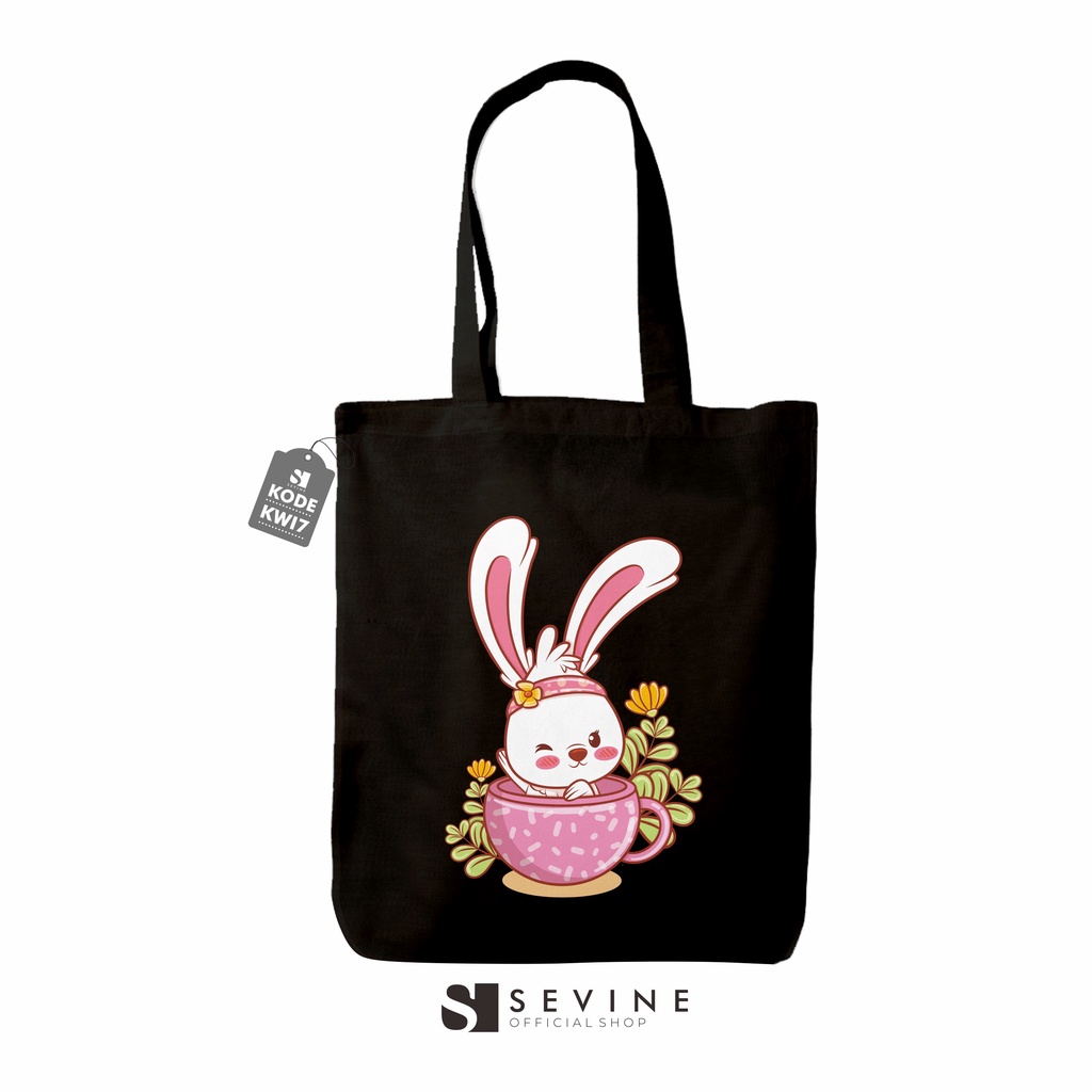 Sevine Totebag Tas Wanita Tote Bag Resleting Kawai Black Series Hitam - KWI7