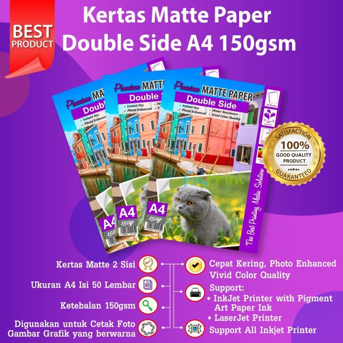 

Kertas Matte Paper Double Side A4 150Gsm 50 Sheets Kertas Matte 150Gr