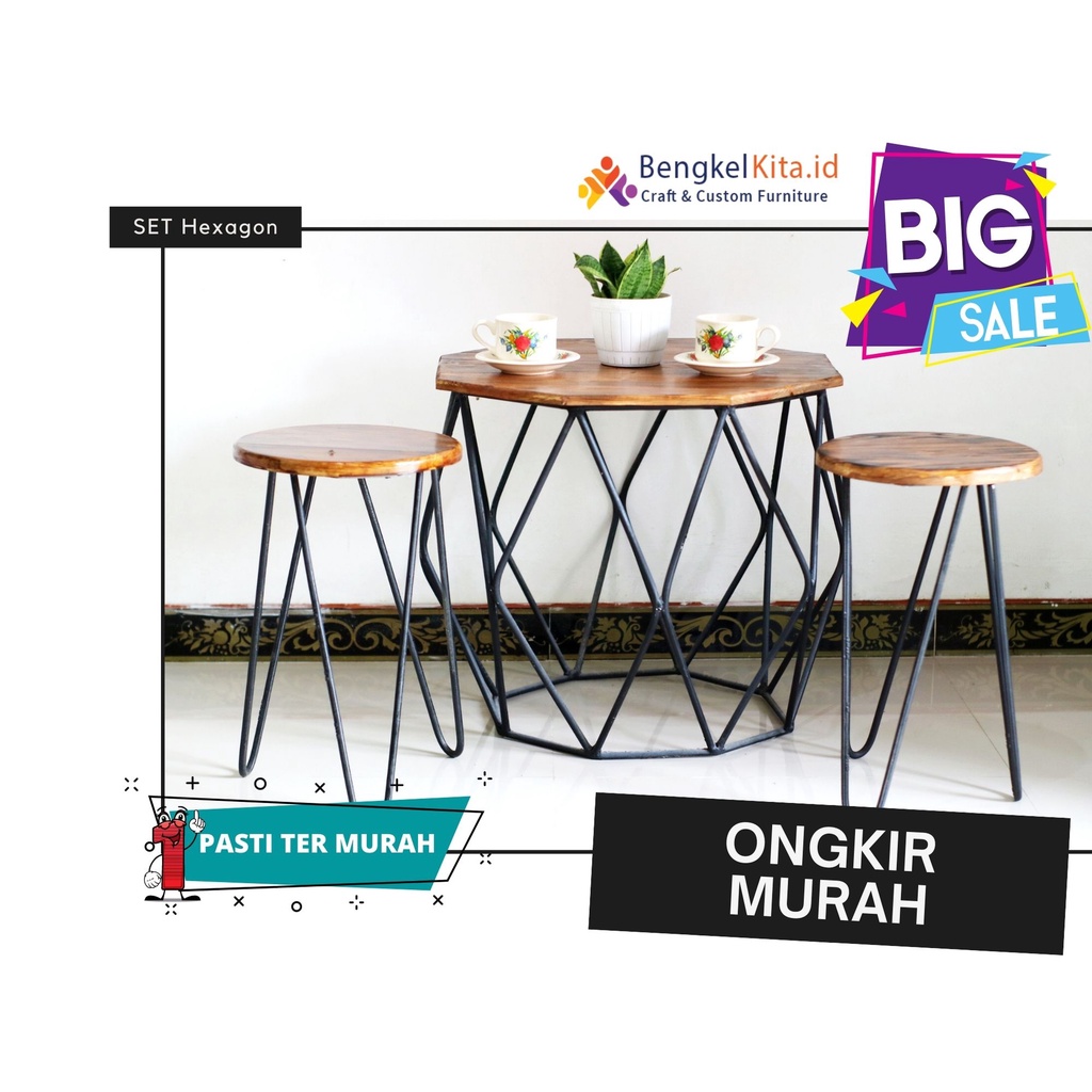 Meja Tamu Minimalis Segi 8 /Furniture meja tamu / meja teras / Coffee Table (1 SET)  | ONGKIR MURAH