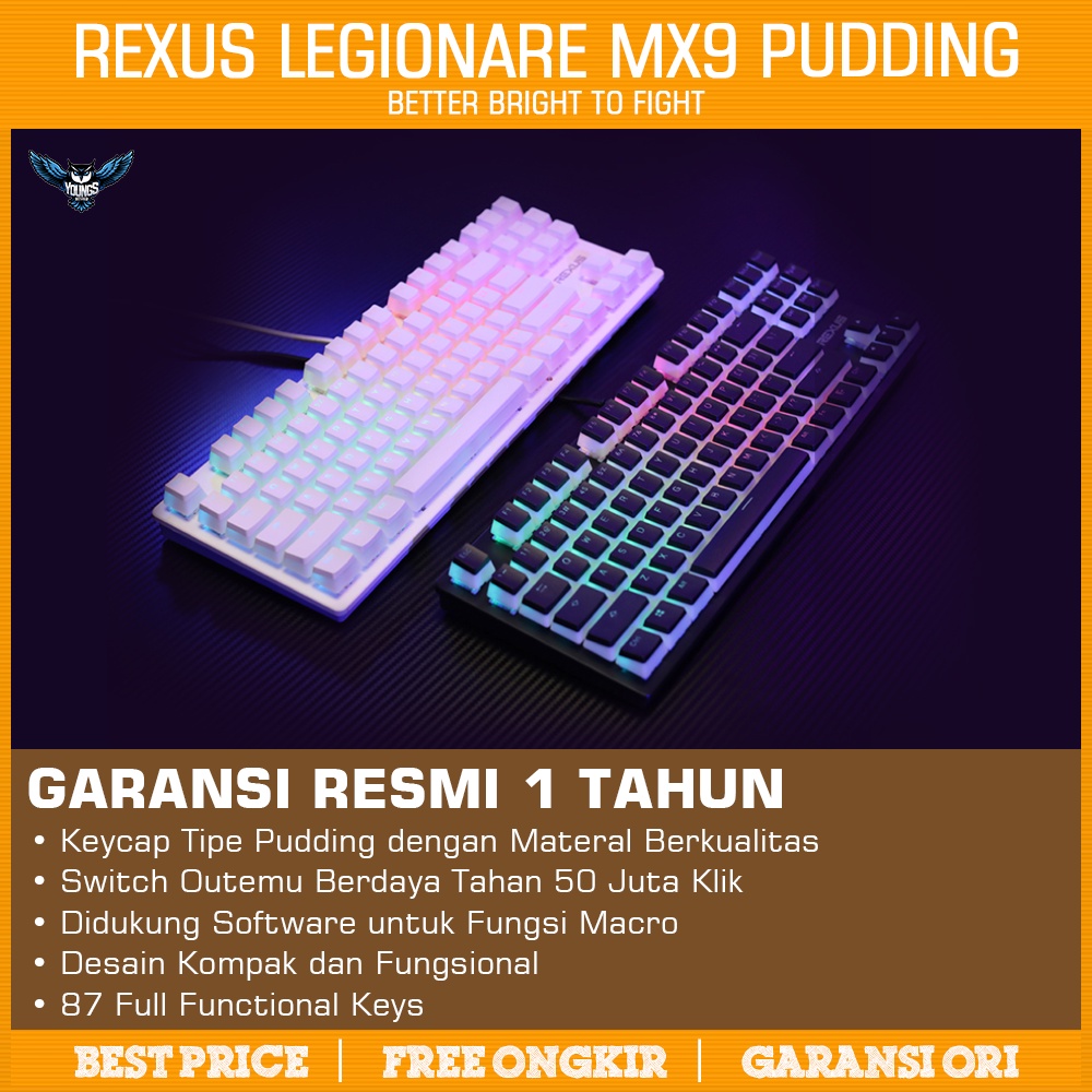 Rexus Keyboard Gaming Mechanical Legionare MX9 Pudding / MX9P TKL RGB