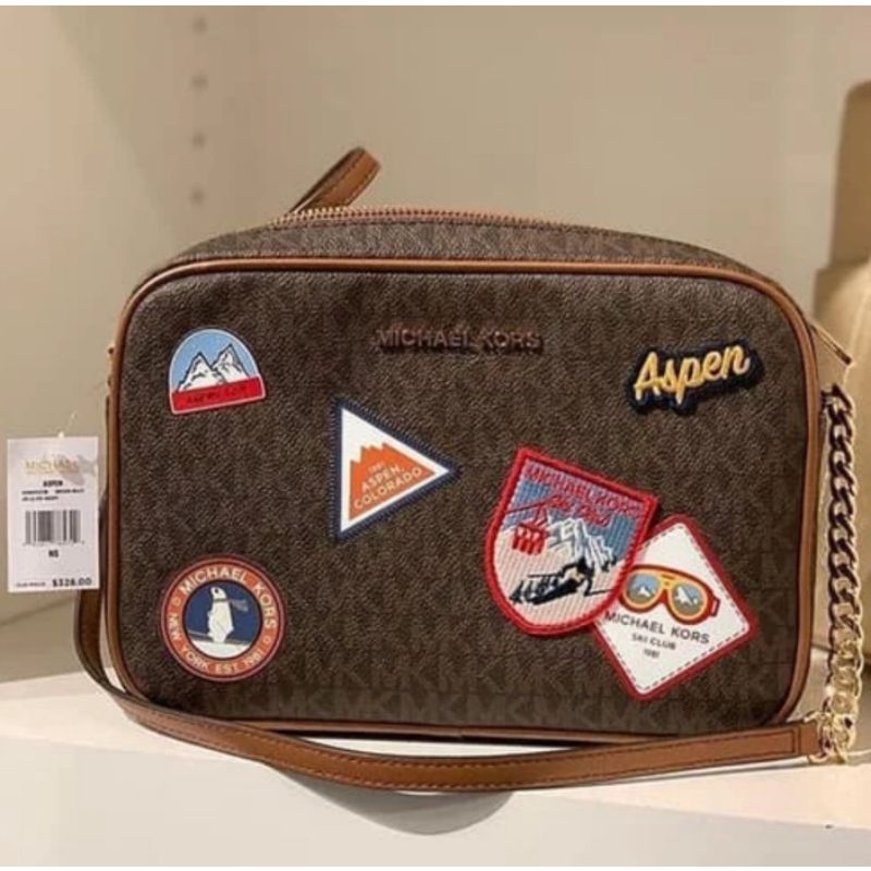MICHAEL KORS MK ASPEN JET SET LARGE EW BROWN MULTI