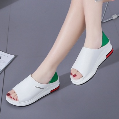 TBIG [COD] Sandal Wedges Slop Wanita SUPERSTAR Import Korea Style Santai Wanita Remaja