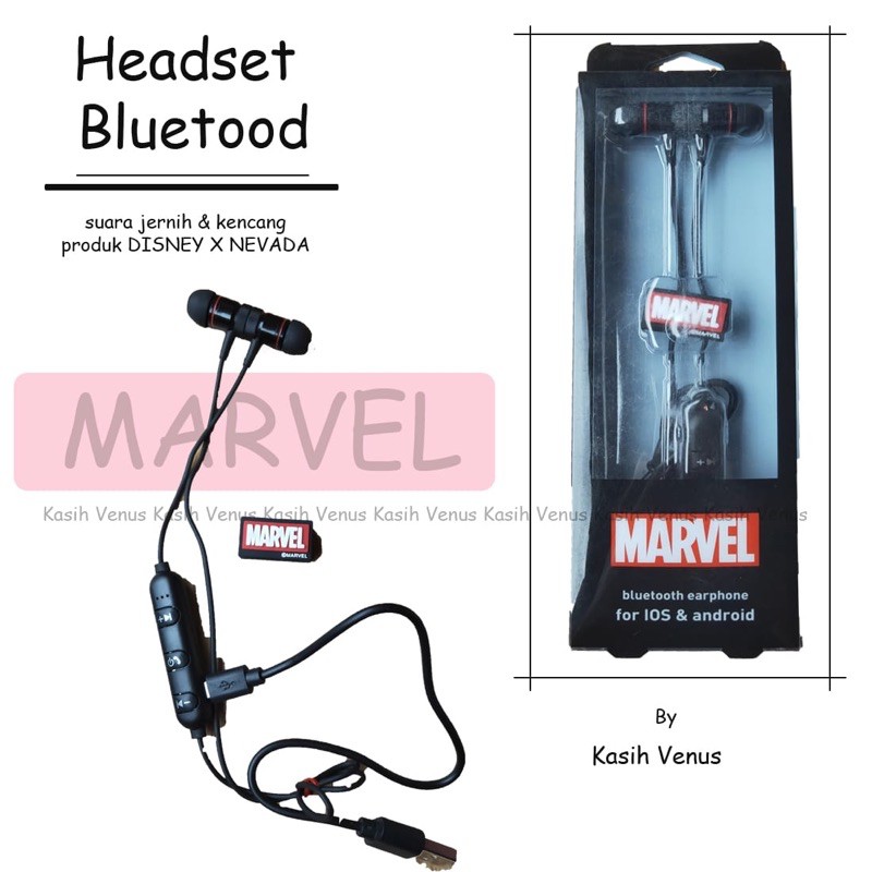 headset bluetooth/earphone bluetooth/headset bluetooth marvel by Disney x nevada