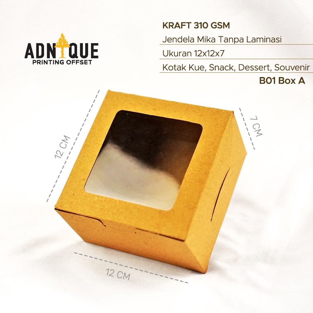 

Kotak box kemasan donat cookies roti 12x12x7 CM Jendela Mika (A)