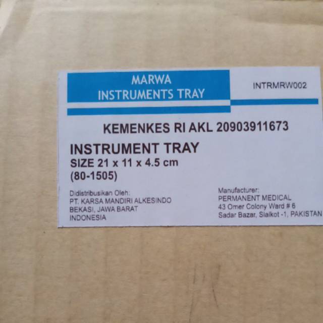 Bak instrumen 509 tipe A tanpa kunci