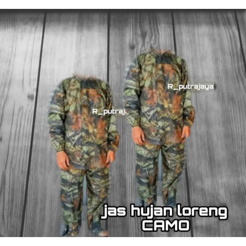 Jas hujan motif loreng camo perbakin / jas hujan setelan / jas hujan motor / ringkut