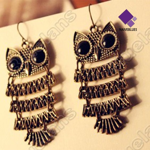 Anting Menjuntai Bentuk Hewan Burung Hantu Gaya Vintage Retro Untuk Wanita