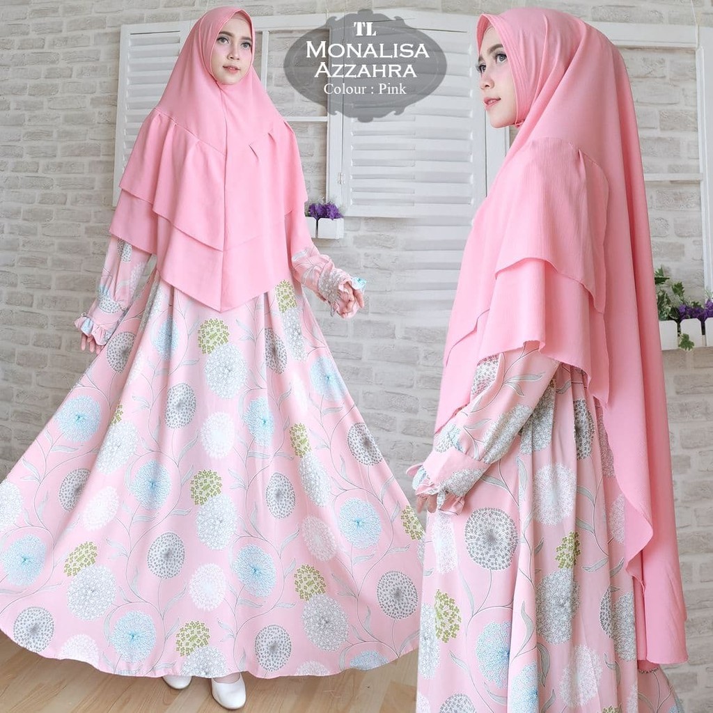 Baju dress Syari Monalisa Azzahra Pink TL gamis wanita monalisa pink murah