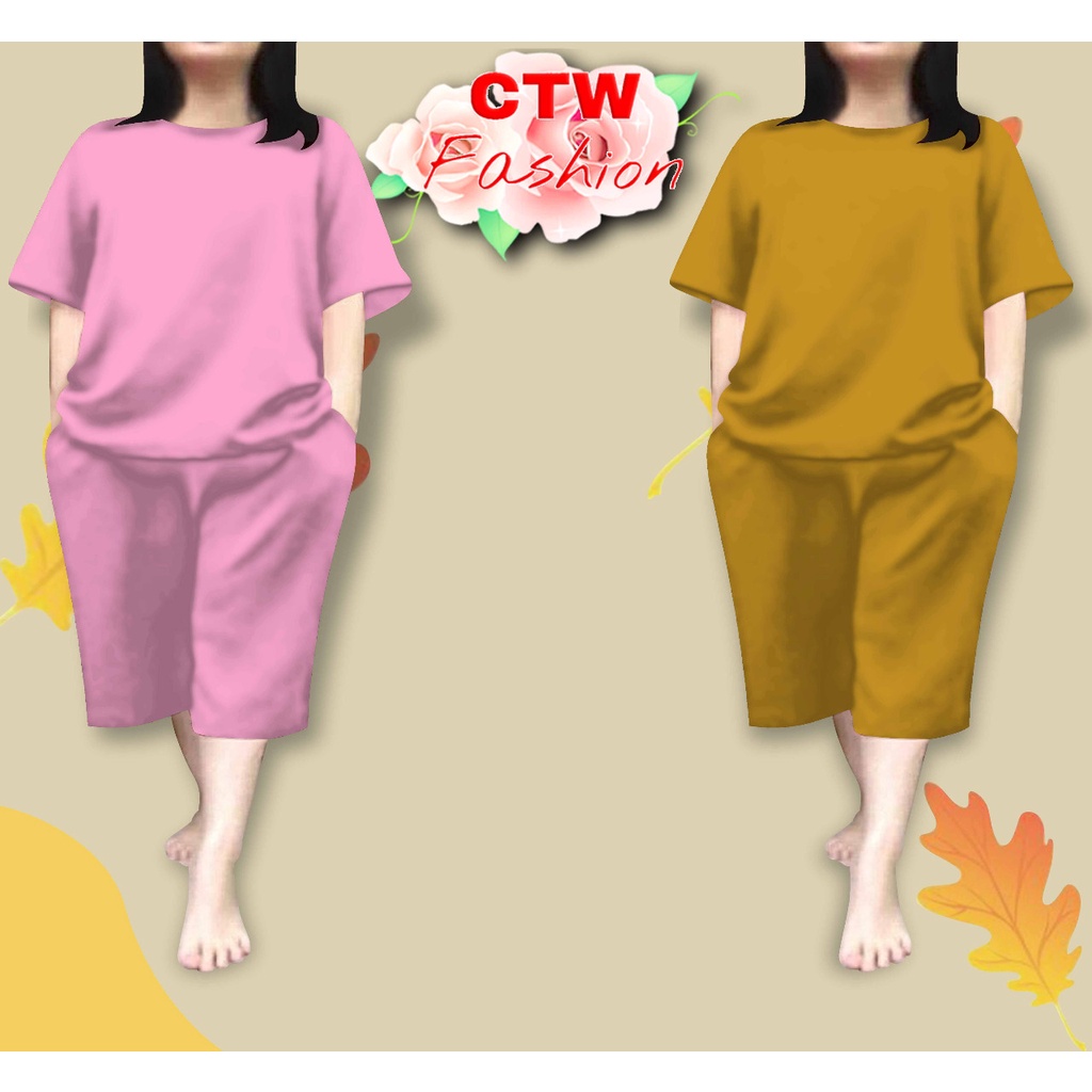 NEWMODEL_SHOP Setelan Jumbo Oversize Wanita /Kaos Wanita POLOSAN  Celana Pendek LD 115