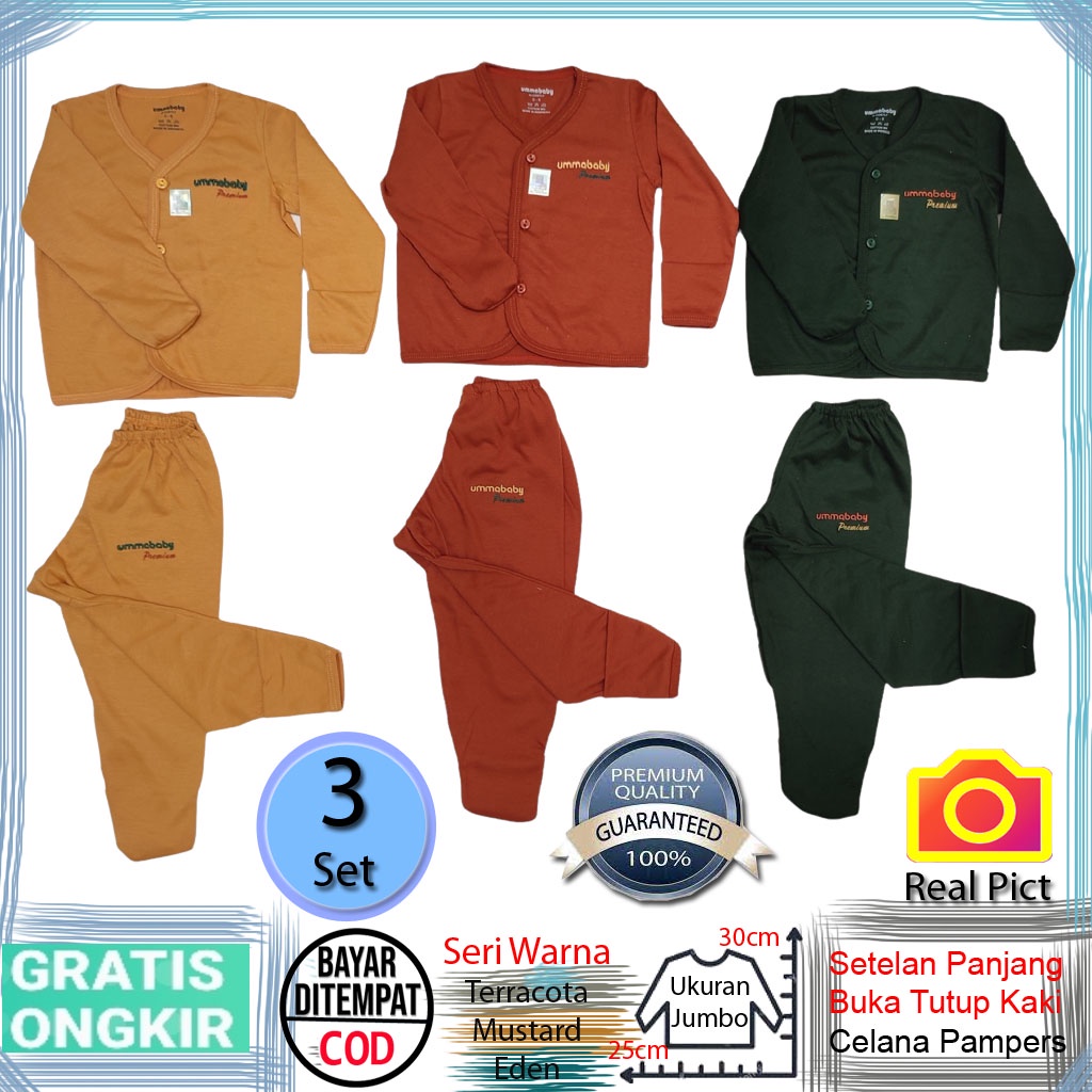 6 Pcs / 3 Setelan Panjang Bayi Baru Lahir Perempuan Polos Premium Size Jumbo 0-6 Bulan Bahan Katun SNI Perlengkapan Baju Tidur Bayi Harian Piyama Newborn Gift Set Kado Lahiran Persalinan Terlaris