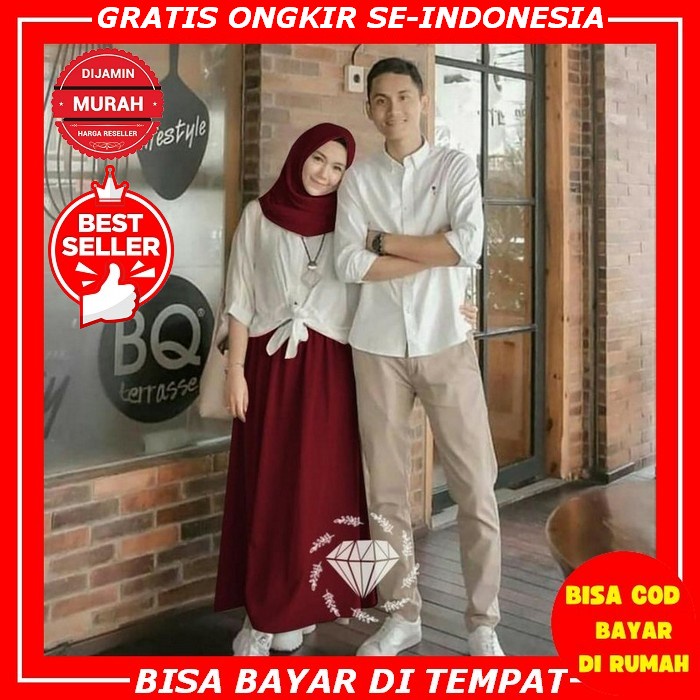 Baju Couple Lebaran Pasangan Remaja Suami Istri Terbaru 2022 Dress Muslim Wanita Remaja Couple Kafta