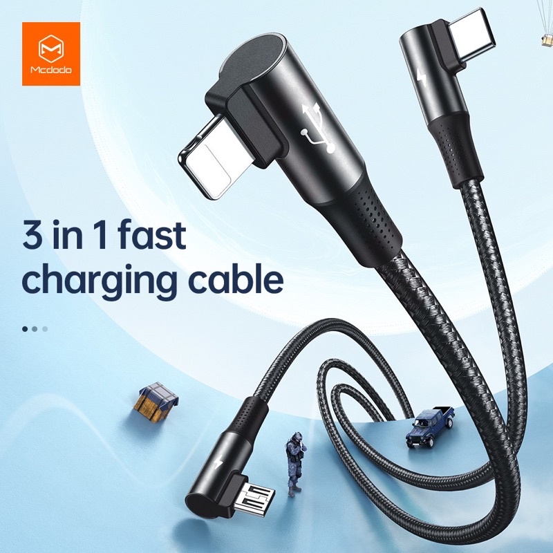 Kabel Data Gaming 3 in 1 MCdodo CA-888 Type C + Lightning + Micro USB 3A