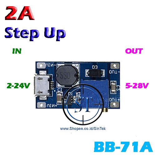 Kit Step Up Micro USB Adjustable 2A DC Booster Power Supply Penaik Tegangan  Voltage Voltase BB-71A