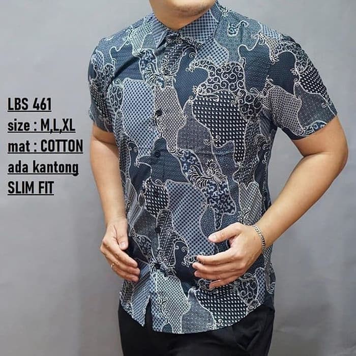 KEMEJA BATIK FORMAL LENGAN PENDEK LBS 461 SLIMFIT BAHAN KATUN