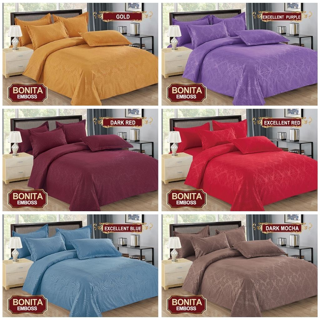 RC Bedcover Bonita Set Polos Emboss King Size 180x200 cm Bedcover Flat