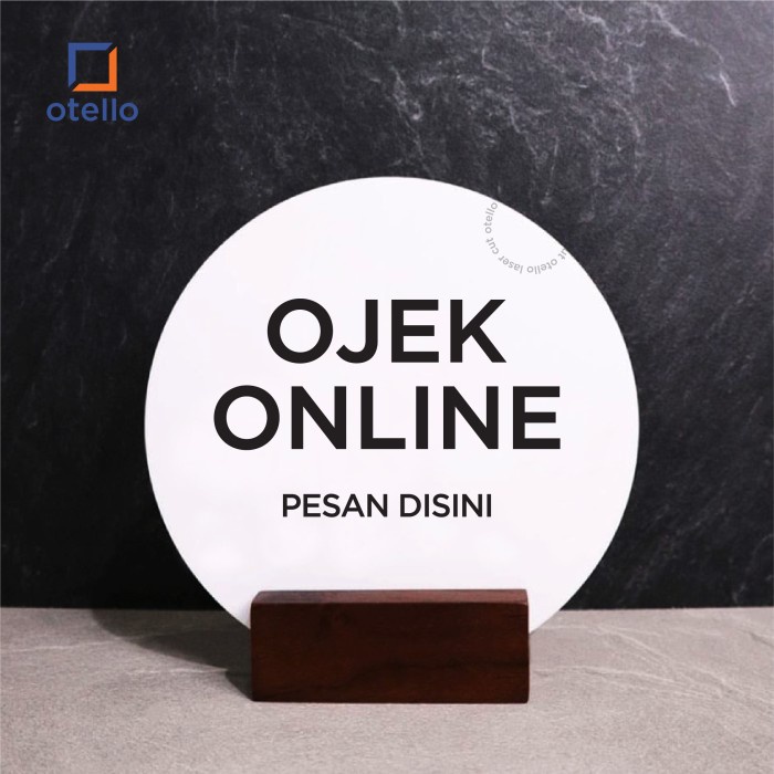 Ojek Online Pesan Disini Sign Meja Akrilik Table Signage Papan Stand