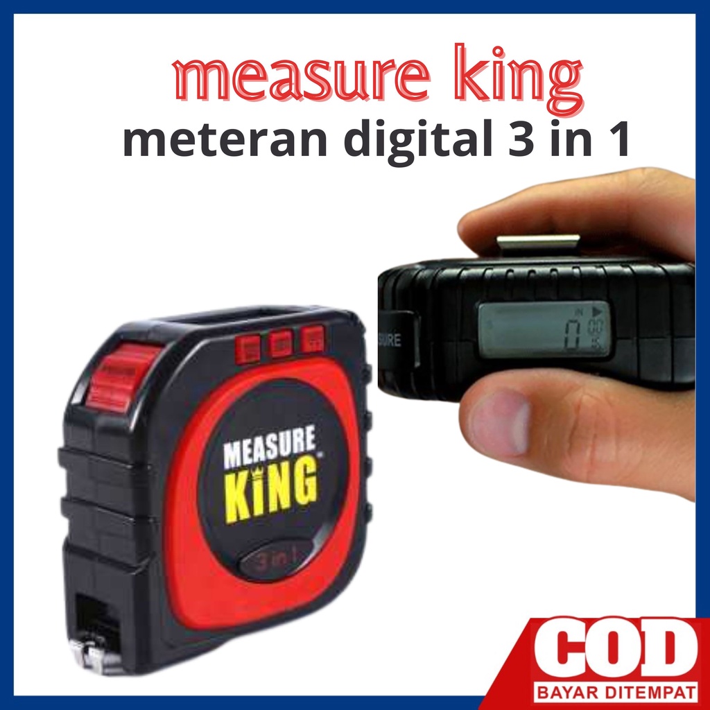 MEASURE KING Meteran Digital 3 in 1 Roller Cord Sonic Mode Laser